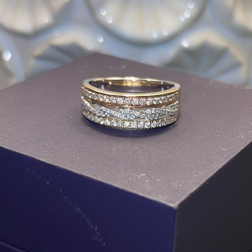 Vera Wang 14K Tri-Tone Gold Diamond Ring